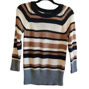 The Limited Brown And Cream Striped Wool Sweater Small